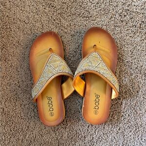 Women's Gold and Tan Sandals